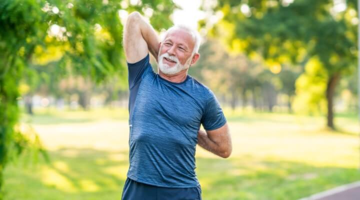 mature man stretching